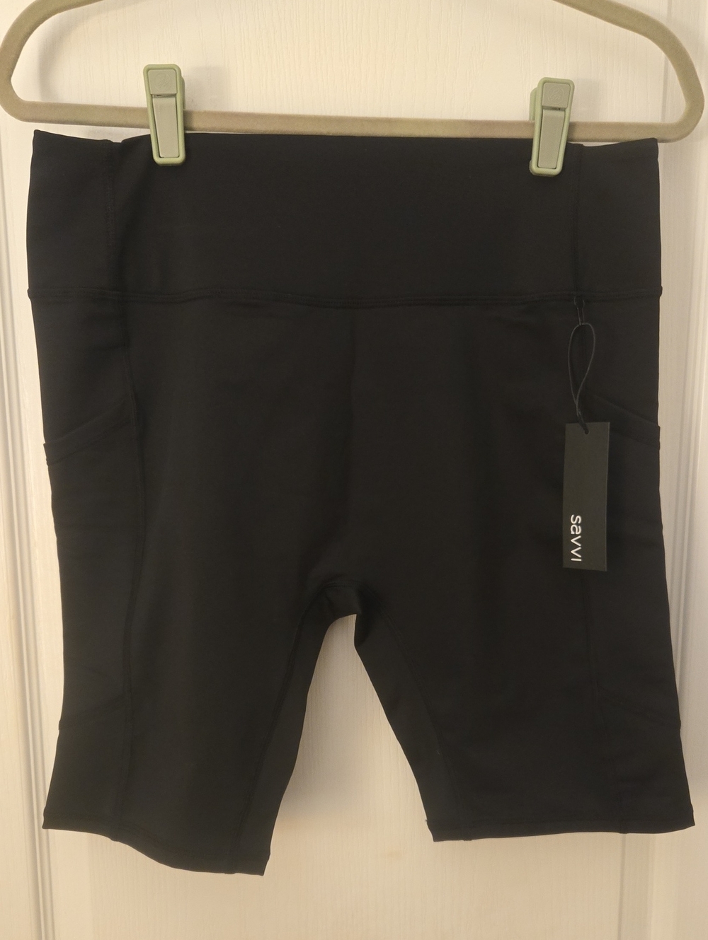 Savvi Larisa Black High-Rise Bike Shorts with Side Pockets - Plus Size 2X NWT